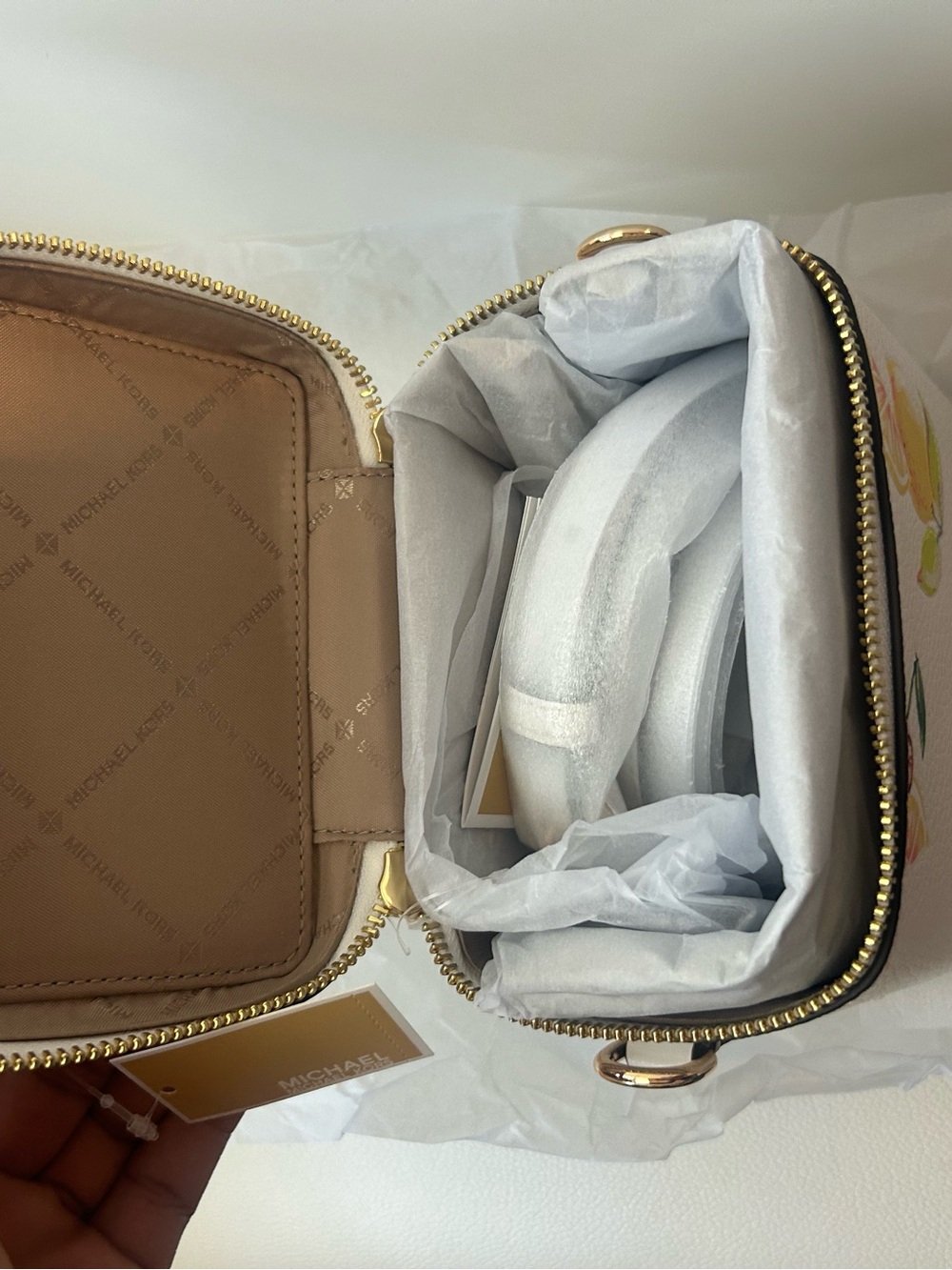 Michael Kors Optic White Mini Bag with Yellow and Pink Citrus Print - Picture 6 of 11